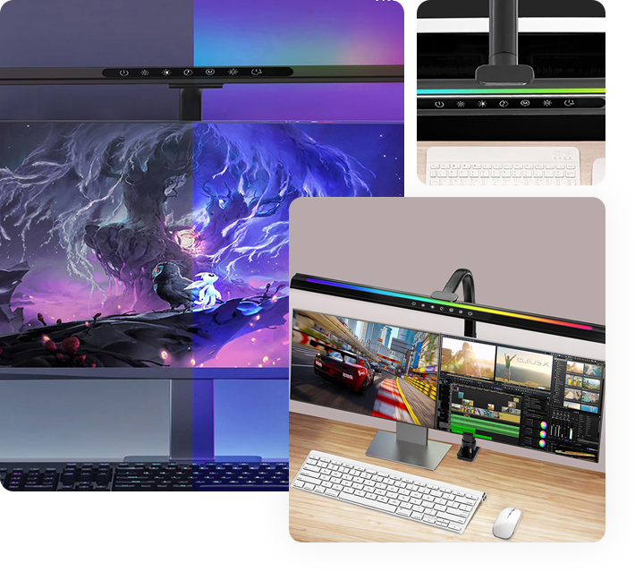 Candeeiro de mesa 2 em 1 com luz ambiente RGB