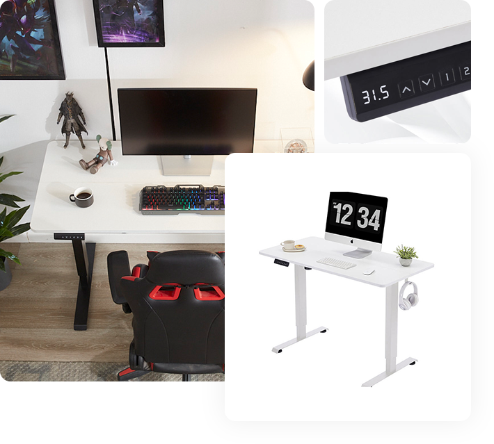 Mesa ereta ajustável em altura de motor único para casa